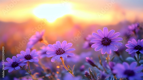 Purple flowers bloom vibran...