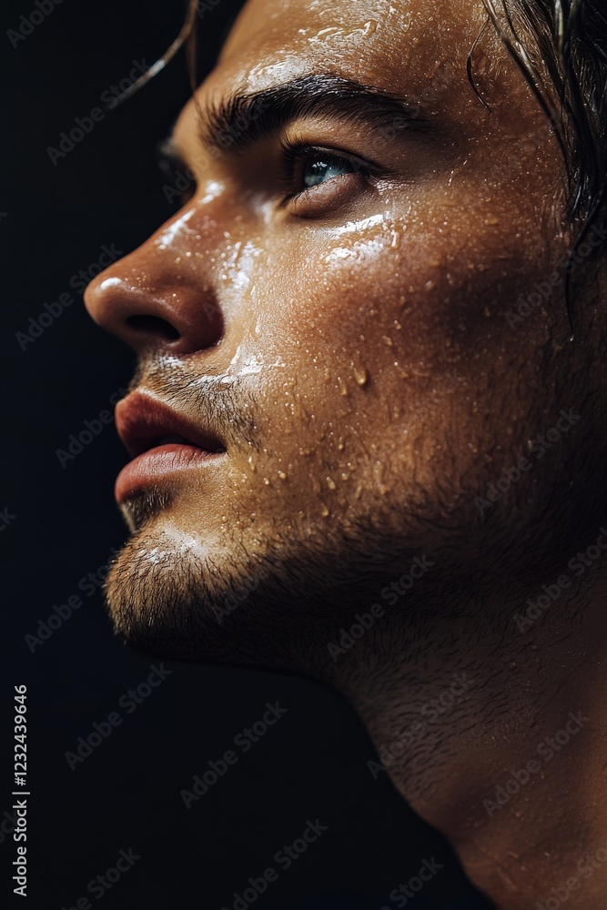 Close-up of a Handsome Man with Water Droplets on Skin
Close-up of a Handsome Man with Water Droplets on Skin