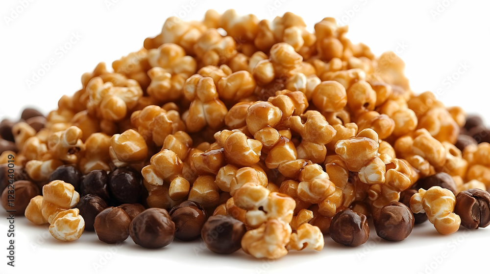 Caramel Popcorn and Chocolate Covered Nuts Combine for a Sweet and Crunchy Treat Caramel Popcorn and Chocolate Covered Nuts Combine for a Sweet and Crunchy Treat