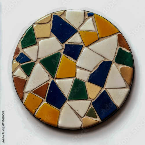Wallpaper Mural Round mosaic coaster showing colorful tiles and grout lines Torontodigital.ca