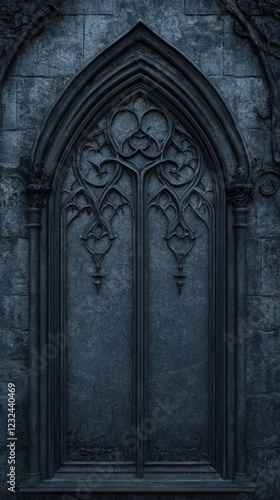 Gothic Arch Window in a Stone Wall