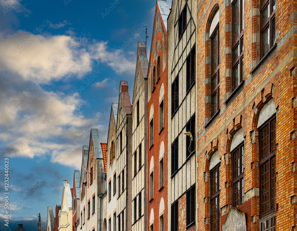 Gothic facades of ancient houses in the Old Town of Elblag Gothic facades of ancient houses in the Old Town of Elblag