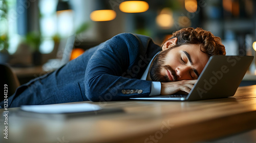 Tired Businessman Sleeps on...
