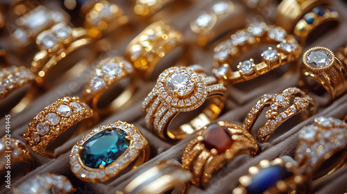 Gold rings with diamonds an...