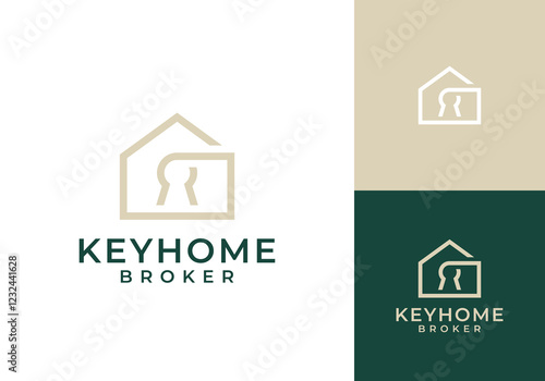 simple home keyhole logo design vector graphic