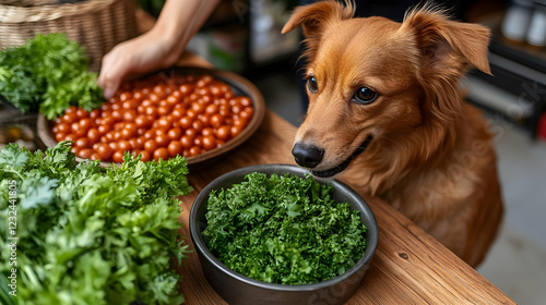 Brown Dog Sniffs a Bowl of ...