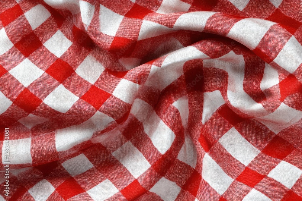 Obraz premium Red and White Checkered Fabric Texture