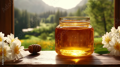 Honey Jar and Dipper Sit on...