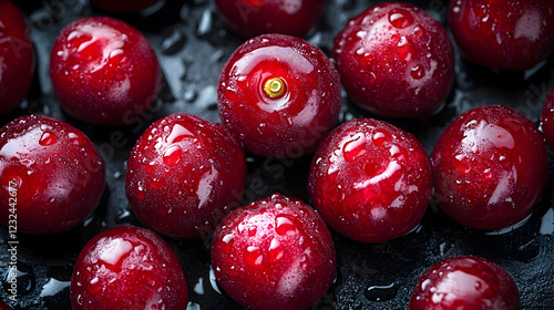 Fresh Red Cherries Glisten ...