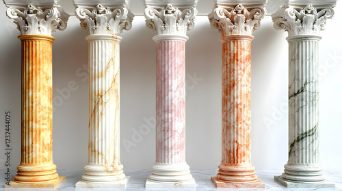 Five Colorful Marble Column...