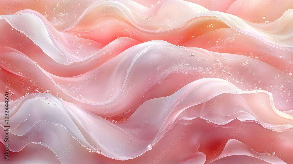 Abstract Pink and White Wavy Background Flows Smoothly with Bubbles Gently Floating Abstract Pink and White Wavy Background Flows Smoothly with Bubbles Gently Floating