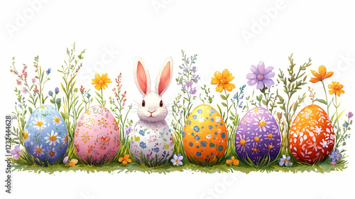 Cute Bunny and Colorful Eas...