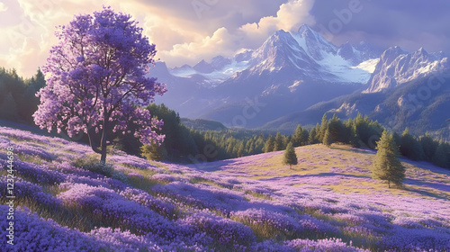 Purple blossoms blanket rol...