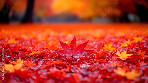 Red Maple Leaf Rests on a B...