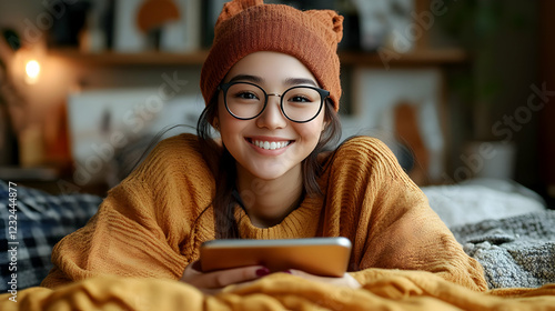 Smiling Young Woman Using T...