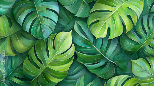 Lush Green Monstera Leaves ...
