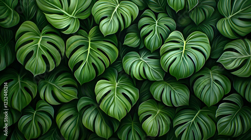 Wallpaper Mural Lush Green Monstera Leaves Create a Vibrant Tropical Background Illustration Torontodigital.ca