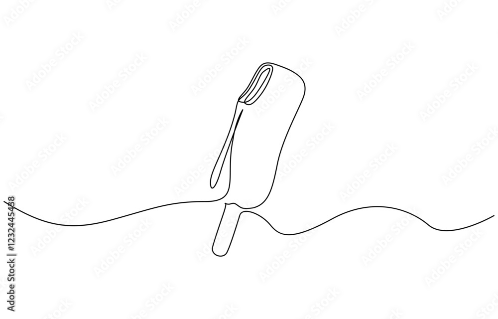 Ice cream bar continuous one line drawing vector illustration, One continuous line drawing of fresh ice cream stick. Single line art of delicious, sweet and juicy. Ice cream bar continuous one line drawing vector illustration, One continuous line drawing of fresh ice cream stick. Single line art of delicious, sweet and juicy.