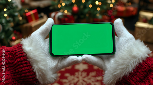 Santa Claus Holds Smartphon...