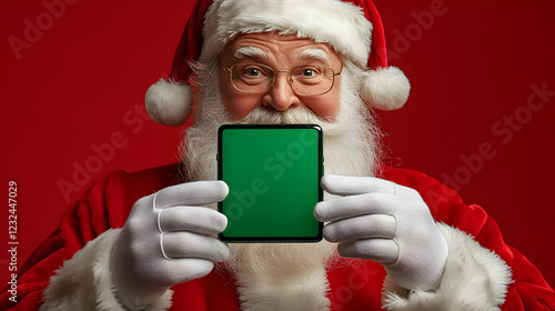 Santa Claus Holds a Smartph...