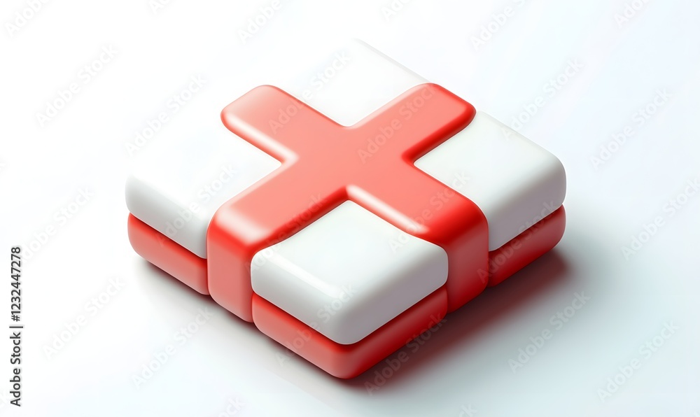 Red ribbon tied gift box, white background, present Red ribbon tied gift box, white background, present