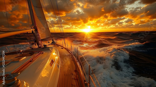 Sailboat sails through ocea...