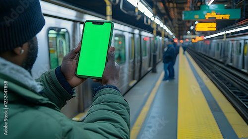 Person Holds Green Screen P...