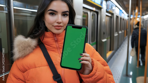 Woman Holds Green Screen Sm...