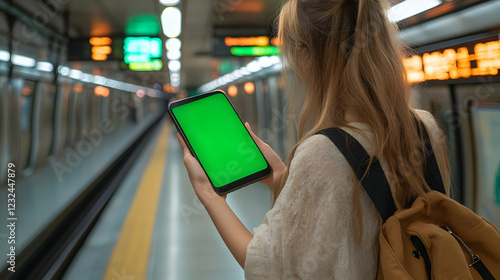 Woman Holds Green Screen Ph...