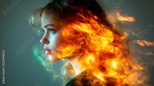 Fiery Hair: Girl with Burni...