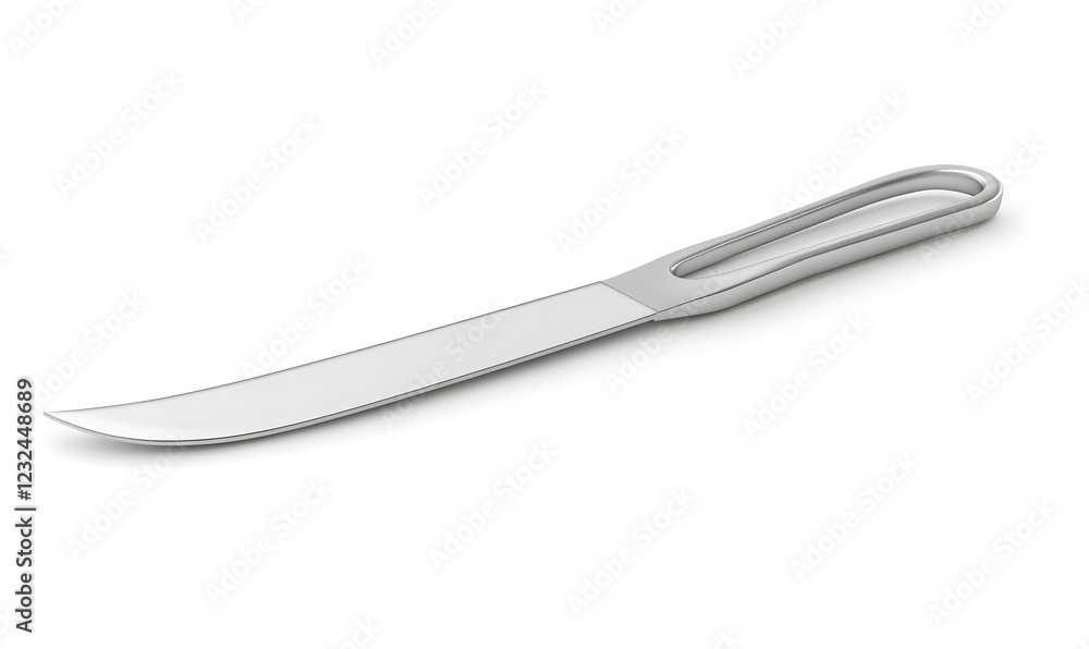 Silver cheese knife isolated on white background, food preparation Silver cheese knife isolated on white background, food preparation