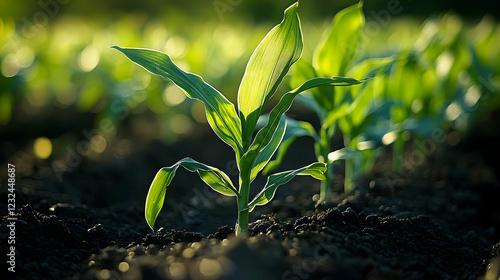 Young Corn Seedlings Grow i...