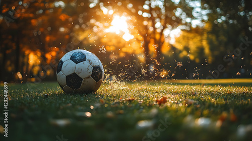 Soccer Ball Rests on Lush G...