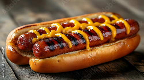 Two Grilled Hot Dogs Nestle...
