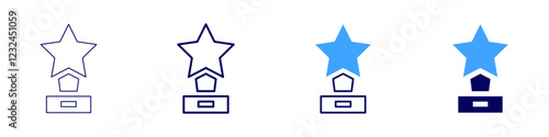 Award highlights icon in 4 different styles. Thin Line, Line, Bold, and Bold Line. Duotone style. Editable stroke