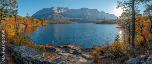 Glacier National Park: Panoramic Shot of Wild Goose Island photo