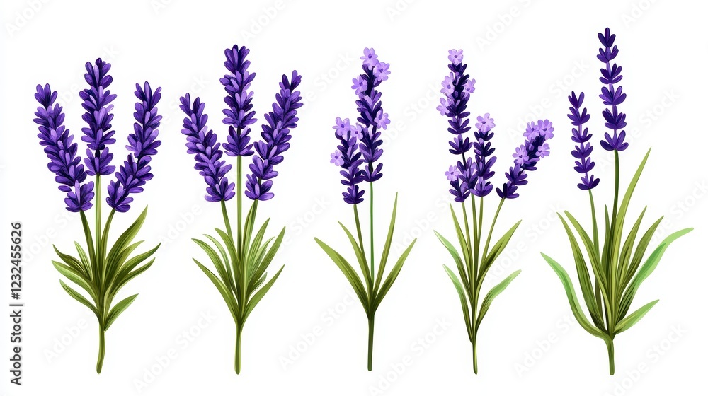 Obraz premium Colorful Lavender Flowers in Various Arrangements and Styles