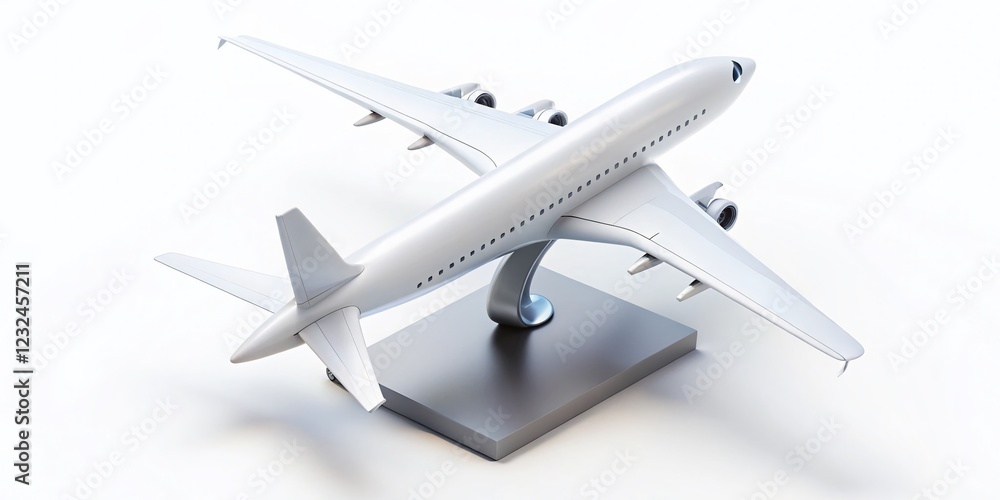 Blank White Airplane Mockup: Top View, 3D Rendered Aircraft Model for Branding & Logo Design Blank White Airplane Mockup: Top View, 3D Rendered Aircraft Model for Branding & Logo Design