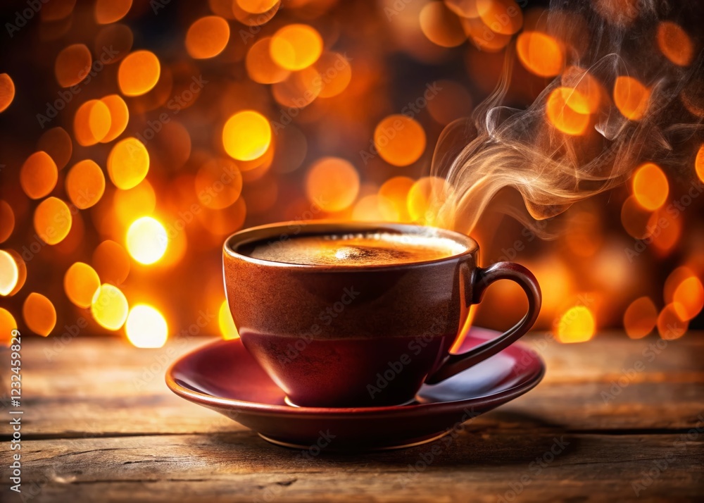 Bold Americano Coffee: Close-up with Creamy Microfoam and Bokeh Background Bold Americano Coffee: Close-up with Creamy Microfoam and Bokeh Background