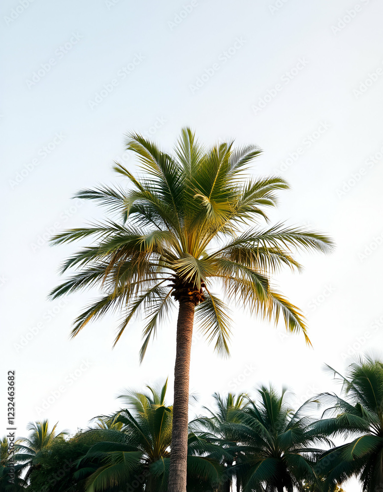Fototapeta premium tropical Palm tree watercolor painting on white background