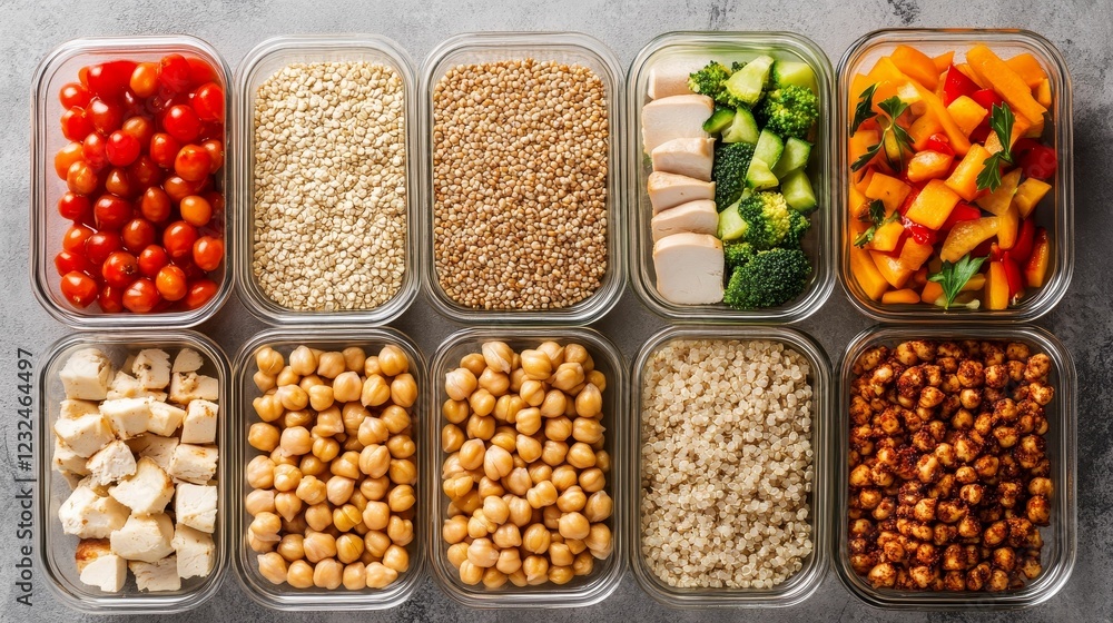 custom made wallpaper toronto digitalTen glass containers filled with various prepared foods.