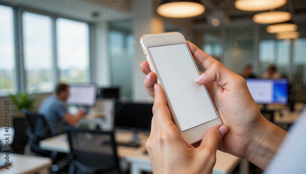 Smartphone Mockup in Office Setting Smartphone Mockup in Office Setting