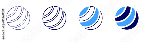 Pilates ball icon in 4 different styles. Thin Line, Line, Bold, and Bold Line. Duotone style. Editable stroke