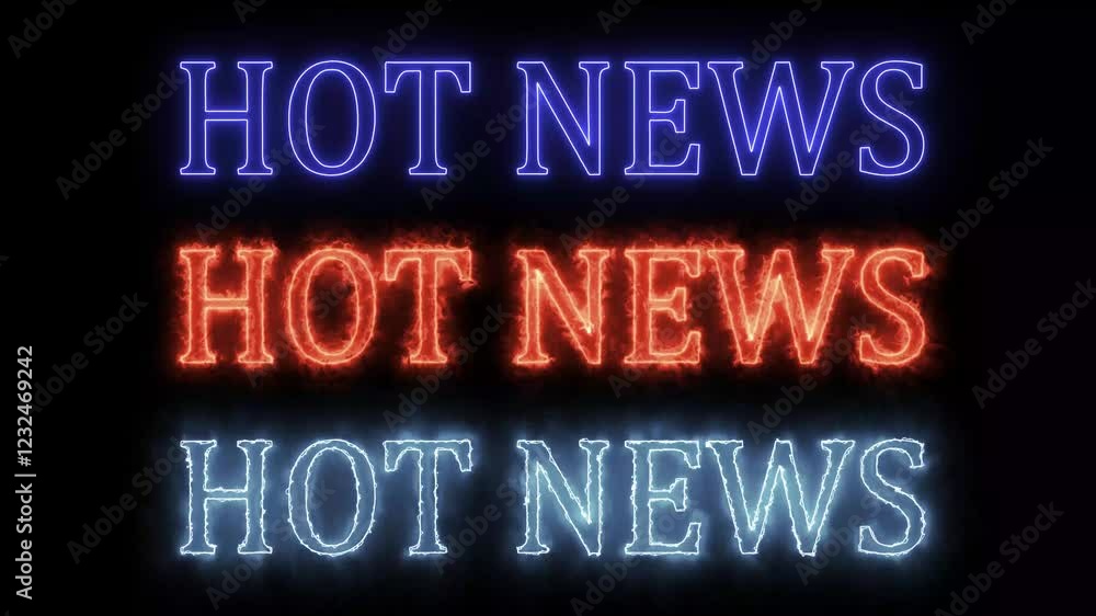 Hot news text saber animation with black background. 4K video. Hot news text saber animation with black background. 4K video.
