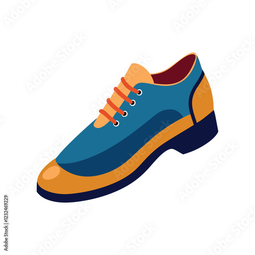 Blue and Orange Shoe with Playful Design and Red Sole – Vibrant Vector Art