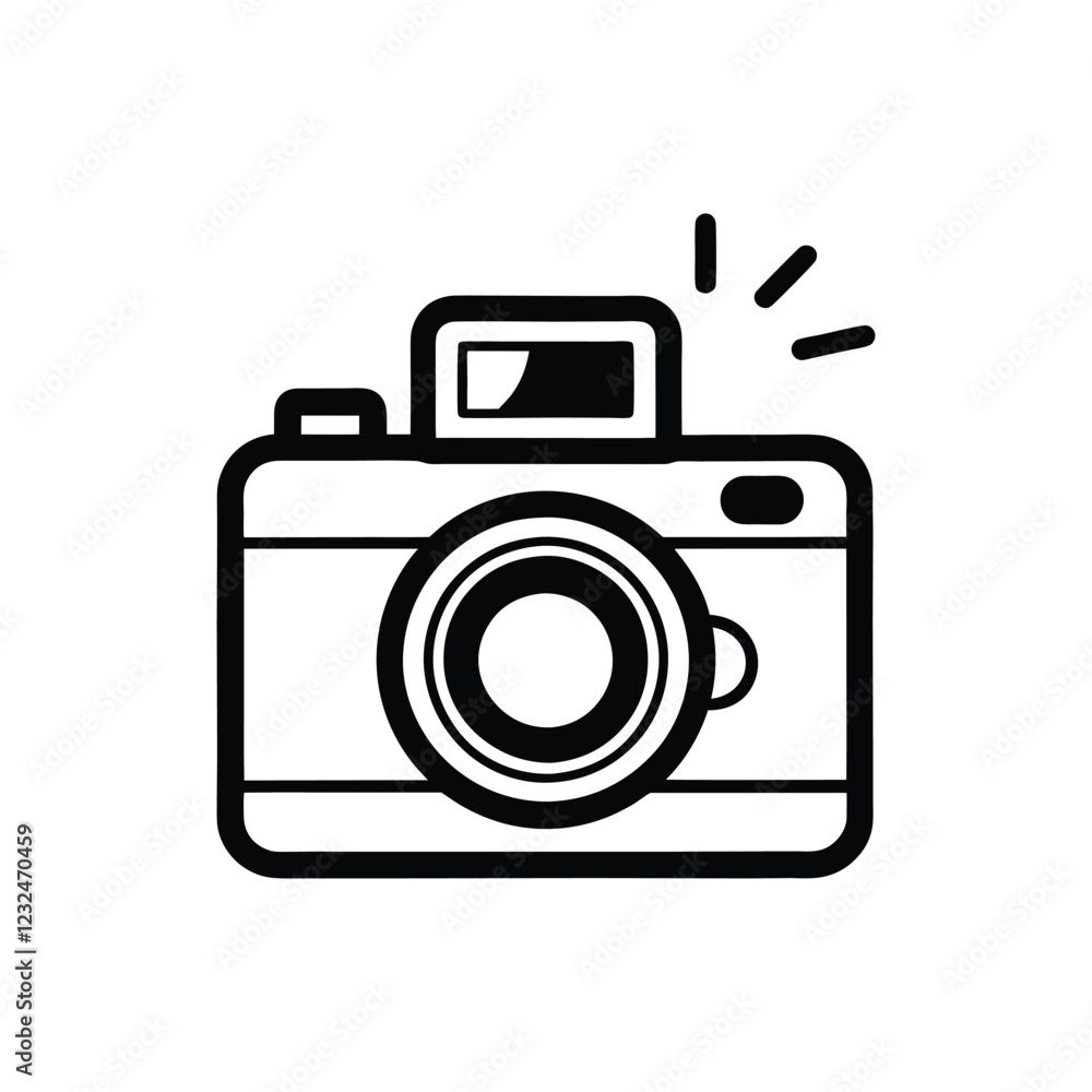 Simple Line Drawing of a Camera – Minimalist Vector Illustration Simple Line Drawing of a Camera – Minimalist Vector Illustration