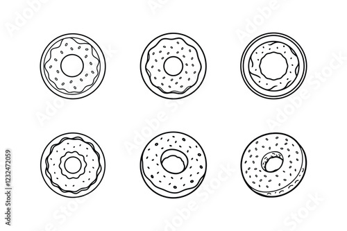 bagels icon line art vector illustration