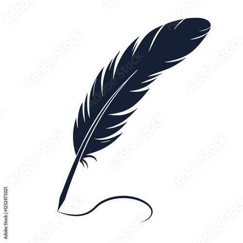 Elegant Quill Pen Vector icon Logo Design.