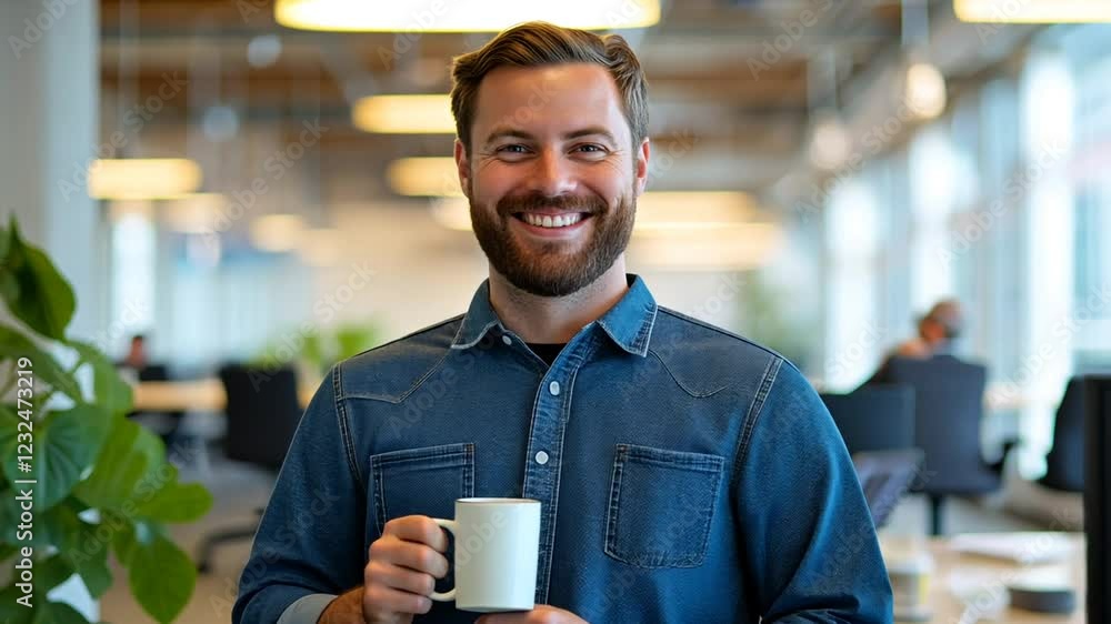 A relaxed developer enjoys coffee while engaging in conversation with coworkers in a casual office setting. A relaxed developer enjoys coffee while engaging in conversation with coworkers in a casual office setting.