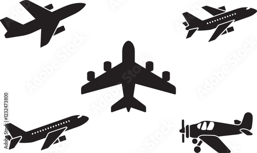 Airplane silhouettes icon set vector illustration design